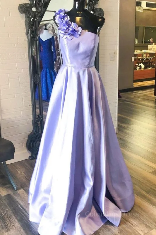 Year-End Clearance One Shoulder Purple Satin Long Corset Prom Dresses with Flowers, Purple Corset Formal Evening Dresses outfit Year-End Clearance One Shoulder Purple Satin Long Corset Prom Dresses with Flowers, Purple Corset Formal Evening Dresses outfit
