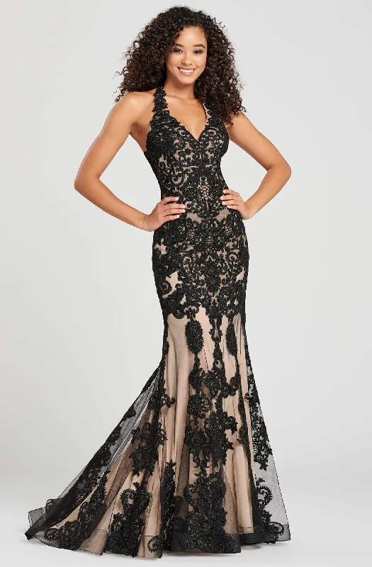 Lowest Price Colette for Mon Cheri - CL12071 Lace Halter V-Neck Mermaid Dress