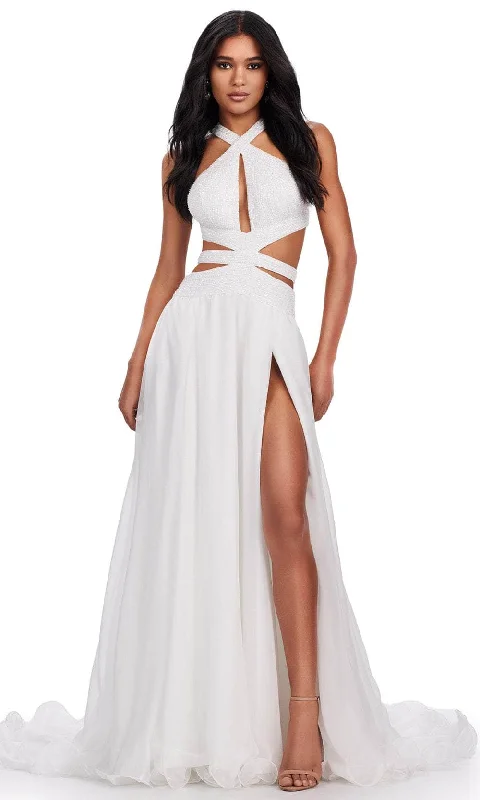 Final Clearance Ashley Lauren 11504 - Beaded Halter Bustier Prom Dress