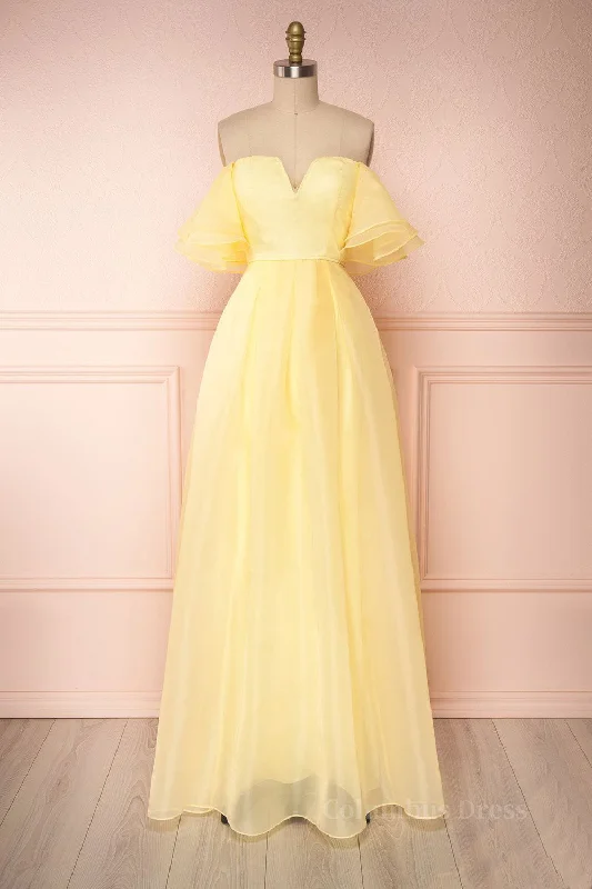 Massive Deals Yellow tulle off shoulder long Corset Prom dress yellow Corset Formal dress outfit Massive Deals Yellow tulle off shoulder long Corset Prom dress yellow Corset Formal dress outfit
