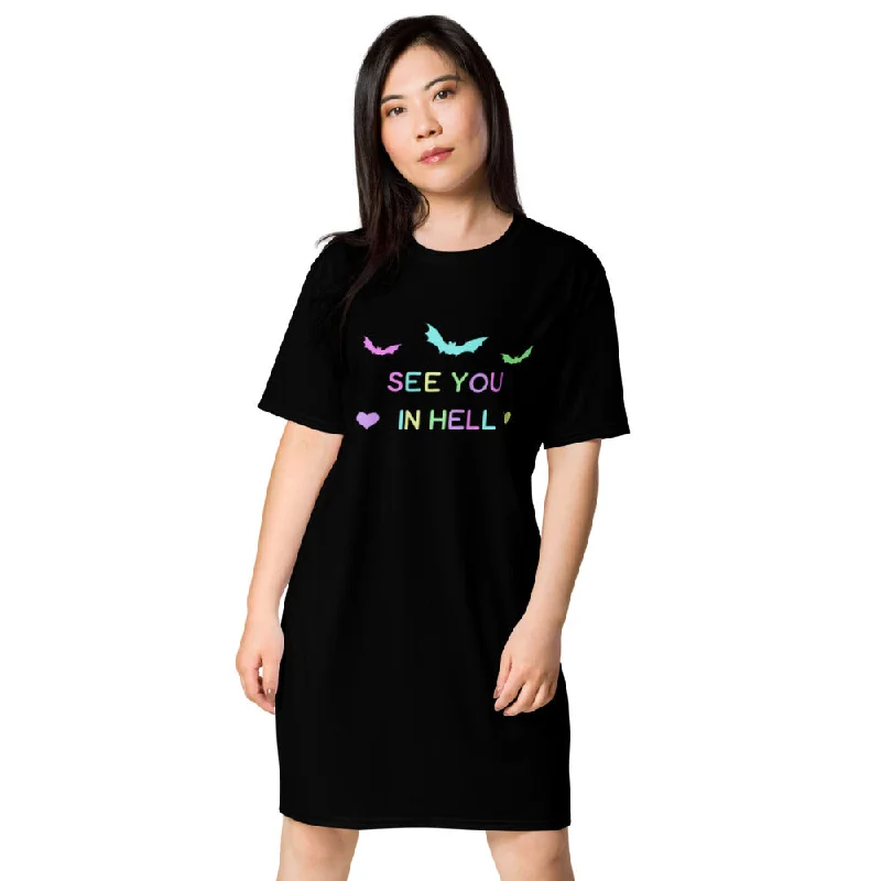 Savings Spectacular Ladies 'See you in hell' black T-shirt dress