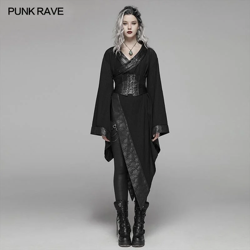 Hot Deal Dark Punk Long Sleeve Asymmetric Kimono