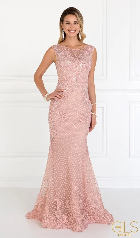 Instant Savings Floral Embroidered Mermaid Gown by Elizabeth K GL1536