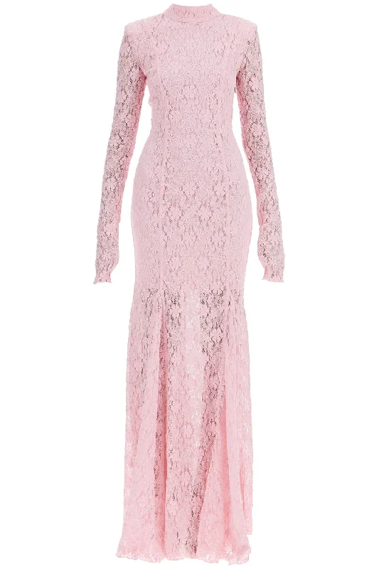 Deal Dash Rotate long pink lace dress with open back for special occasions