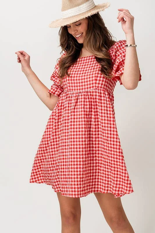 Discount Extravaganza Gingham Puff Mini