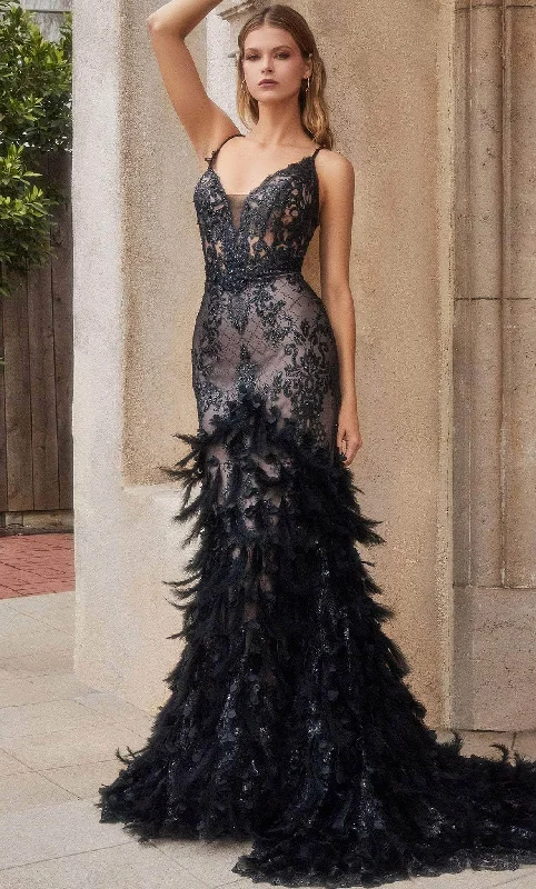 Get It Before It’s Gone Andrea and Leo A1116 - Sleeveless Feathered Mermaid Classic Prom Gown