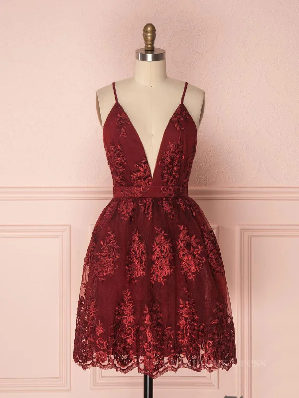 Overstock Aline v neck tulle lace short burgundy Corset Prom dresses, backless burgundy Corset Homecoming dress outfit Overstock Aline v neck tulle lace short burgundy Corset Prom dresses, backless burgundy Corset Homecoming dress outfit