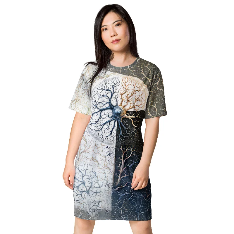 Midnight Madness T-Shirt Dress Natural Clock