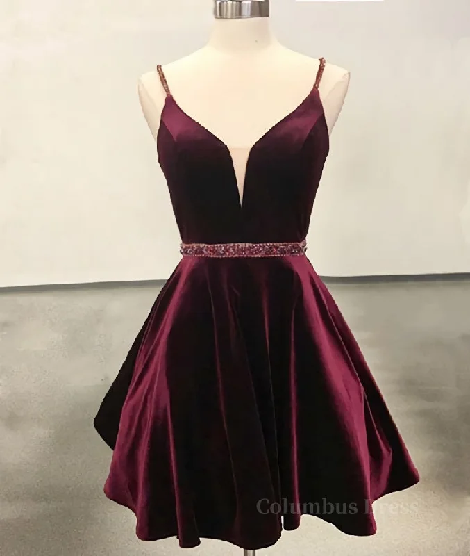 Limited Time Offer Simple v neck velvet short burgundy Corset Prom dress, burgundy Corset Homecoming dress outfit Limited Time Offer Simple v neck velvet short burgundy Corset Prom dress, burgundy Corset Homecoming dress outfit