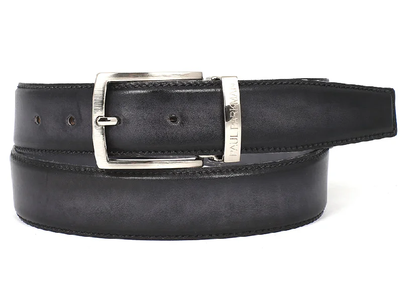 Low Prices PAUL PARKMAN Men's Leather Belt Dual Tone Hand-Painted Gray & Black (ID#B01-GRY-BLK) Low Prices PAUL PARKMAN Men's Leather Belt Dual Tone Hand-Painted Gray & Black (ID#B01-GRY-BLK)