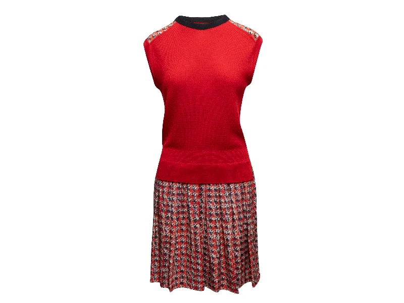 Huge Discounts Red & Multicolor Louis Vuitton Wool & Silk Sleeveless Dress Size US M Huge Discounts Red & Multicolor Louis Vuitton Wool & Silk Sleeveless Dress Size US M