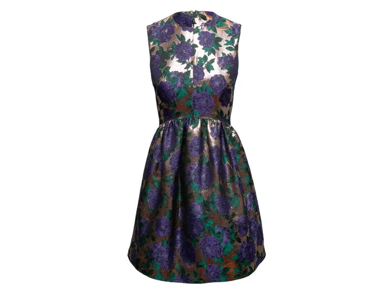 Final Sale Copper & Multicolor MSGM Floral Jacquard Sleeveless Dress Size US 40