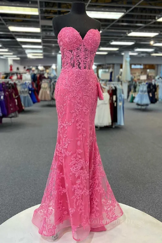 Super Sale Hot Pink Mermaid Lace Corset Prom Dresses, Hot Pink Mermaid Lace Corset Formal Evening Dresses outfit Super Sale Hot Pink Mermaid Lace Corset Prom Dresses, Hot Pink Mermaid Lace Corset Formal Evening Dresses outfit