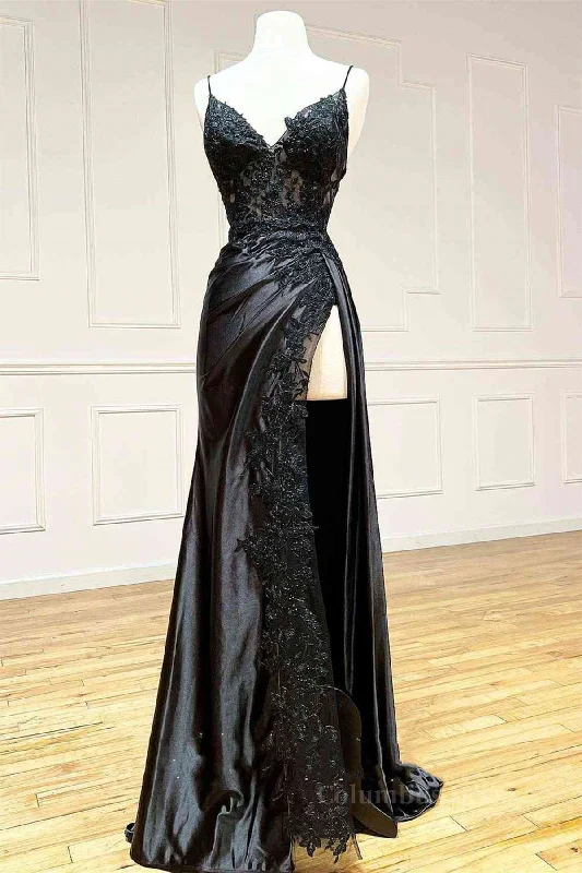 Final Clearance V Neck Open Back Mermaid Black Lace Long Corset Prom Dress with High Slit, Mermaid Black Corset Formal Dress, Black Lace Evening Dress outfit Final Clearance V Neck Open Back Mermaid Black Lace Long Corset Prom Dress with High Slit, Mermaid Black Corset Formal Dress, Black Lace Evening Dress outfit