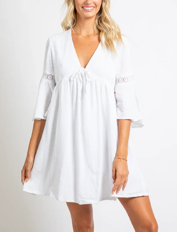 Daily Specials Rusty USA Celyn Beach Dress White WHITE