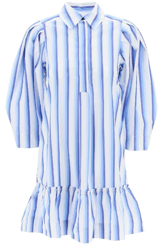 Deal Alert Ganni striped dress with ruffles.
