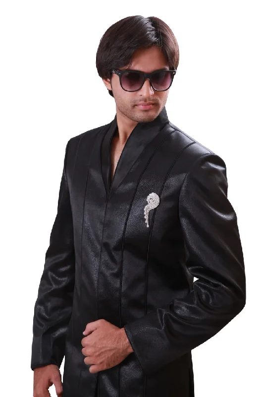 Don't Miss Black Indian Wedding Indo-Western Sherwani for Men