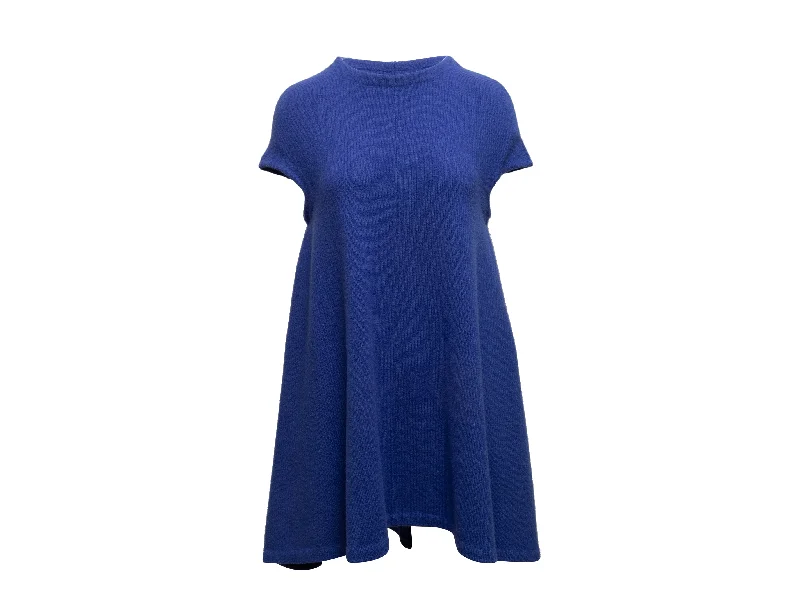 Last Chance Blue Balenciaga Wool Knit Mini Dress Size EU 36