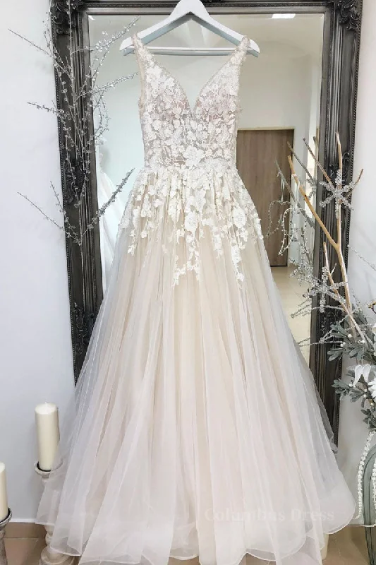 Discount Extravaganza Champagne tulle v neck lace long Corset Prom dress champagne Corset Formal dress outfit Discount Extravaganza Champagne tulle v neck lace long Corset Prom dress champagne Corset Formal dress outfit