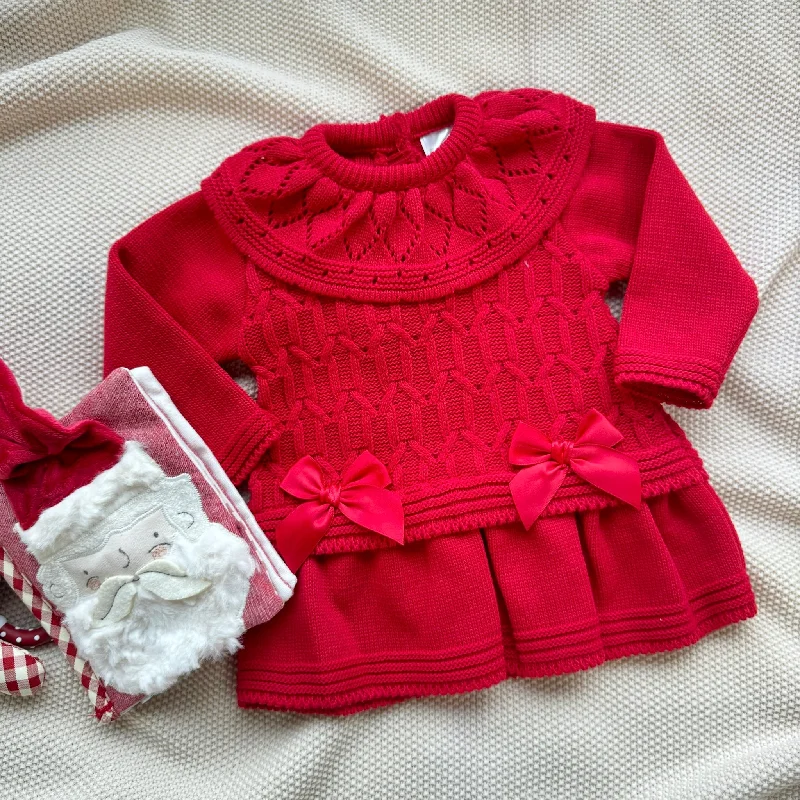 Price Buster Red 'Carmen' Knitted Bow Dress