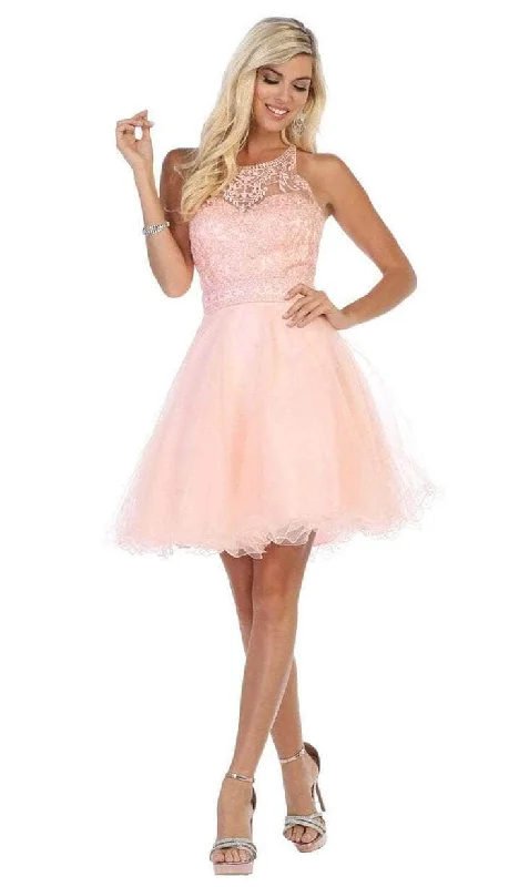 Today’s Special May Queen - MQ1658 Lace Sheer Neck Short Dress