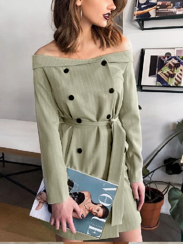 Special Offer Women's Summer Casual Off-Shoulder Long-Sleeved Short Dress