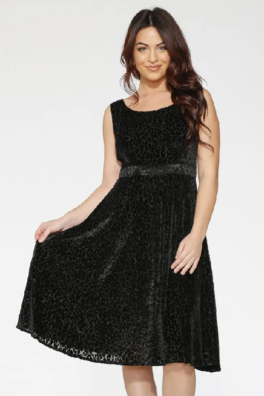 Holiday Sale Black Leopard Velvet Dress