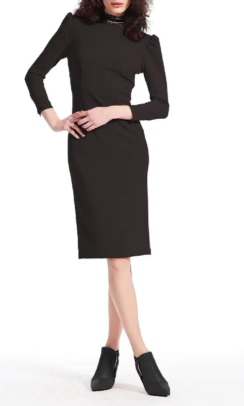 Reduced Prices Emily Shalant 17D 0019 - Beaded High Neck Quarter Sleeve Cocktail Dress