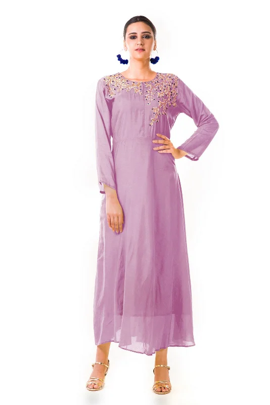 Major Savings Mauve Sequin Work Silk Tunic