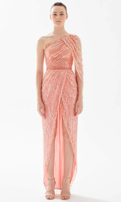 Clearance Event Tarik Ediz 98301 - Fully Beaded Front Slit Evening Dress