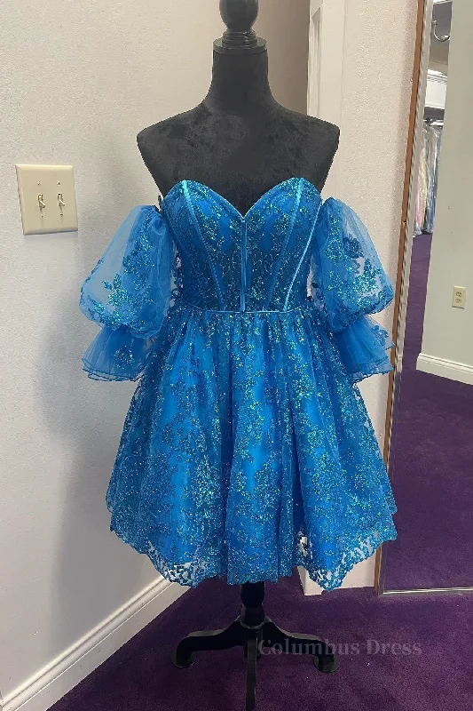 YEAR-End Clearance Off the Shoulder Short Blue Lace Corset Prom Dresses, Short Blue Lace Corset Formal Corset Homecoming Dresses outfit YEAR-End Clearance Off the Shoulder Short Blue Lace Corset Prom Dresses, Short Blue Lace Corset Formal Corset Homecoming Dresses outfit