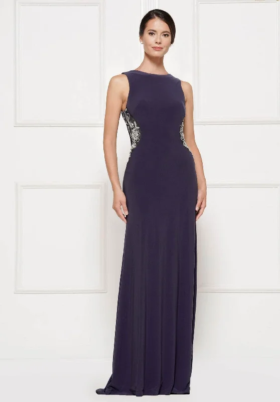 Big Savings Rina Di Montella - RD2029 Bejeweled Bateau Jersey Sheath Dress