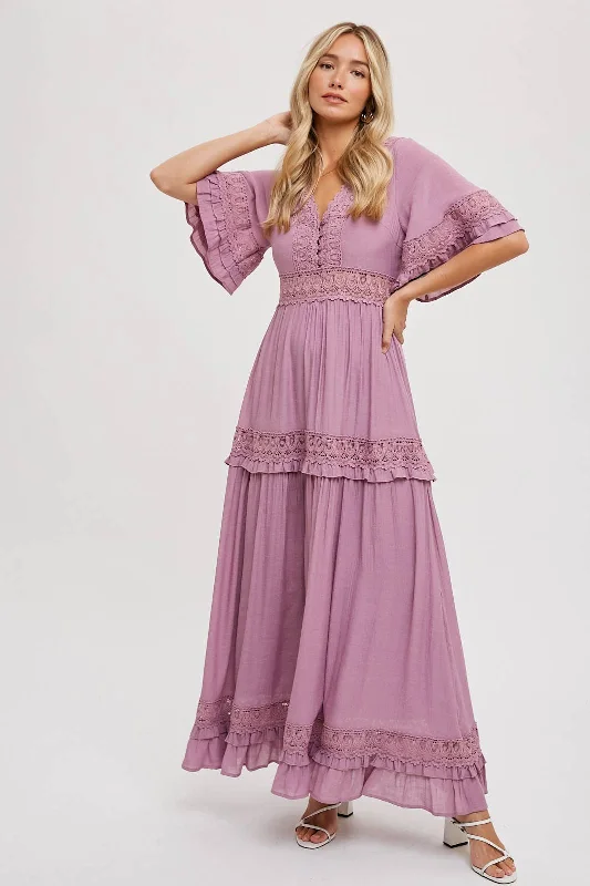 Buy More, Save More Rose Lace Trim Dress
