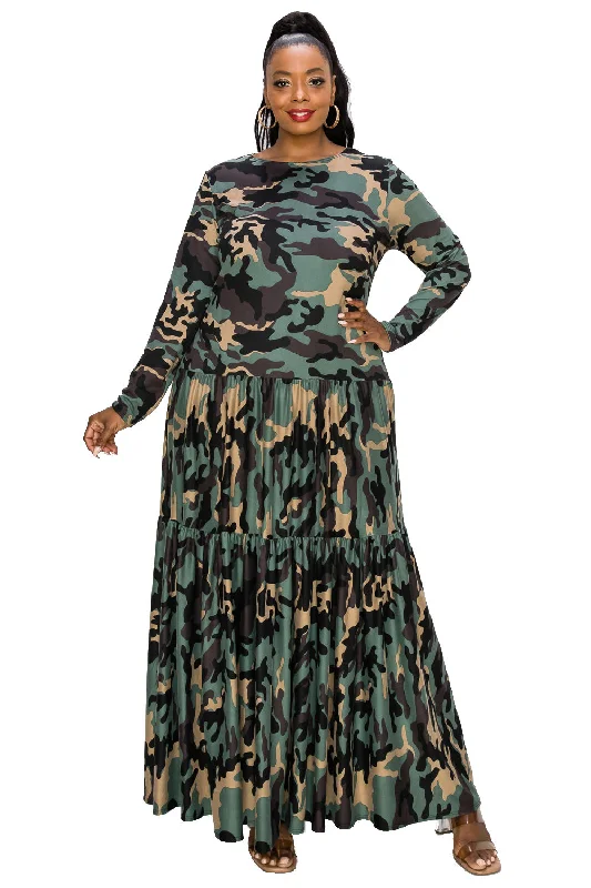 Instant Savings Silvestra Camo Tiered Maxi Dress