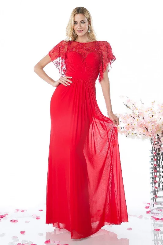 Extra Savings Lace Tulle Sheath Gown by Cinderella Divine CD494