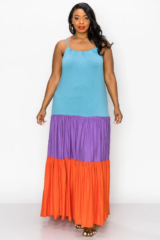 Can't Be Beat Colorblock Cami Neck Maxi Dress