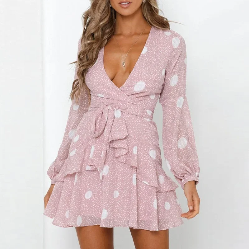 Price Reduction Women's Summer Ruffled Long-Sleeved Short Dress