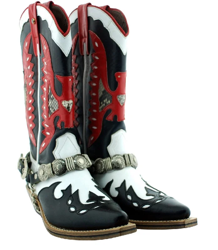 Mega Deal Oscar William Black Red Cowboy Men's Luxury Classic Handmade Leather Boots Mega Deal Oscar William Black Red Cowboy Men's Luxury Classic Handmade Leather Boots
