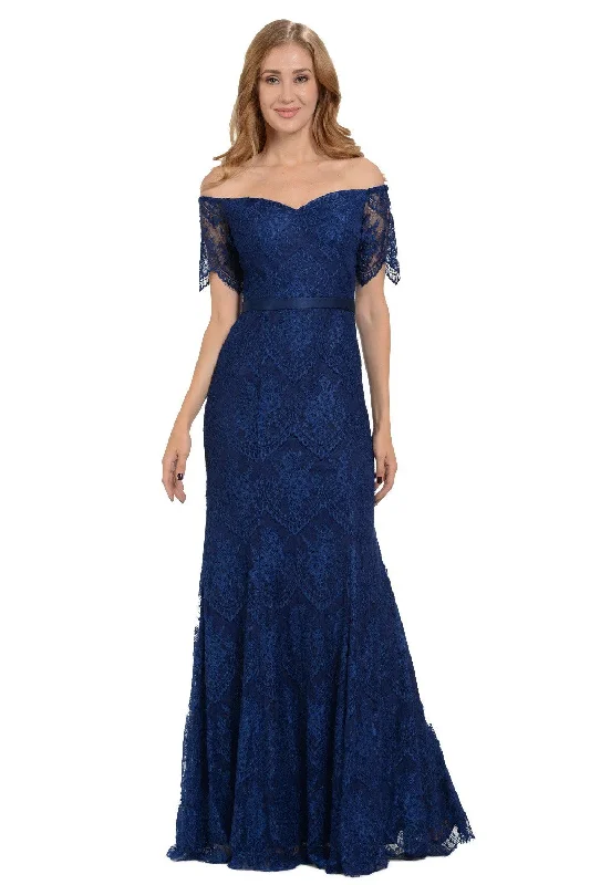Deal of the Week Fitted Long Off Shoulder Lace Dress by Poly USA 8030