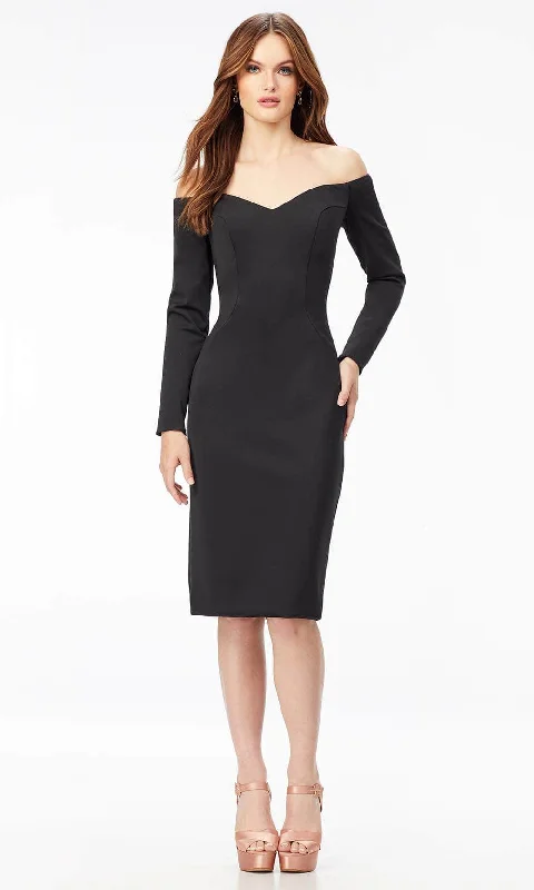 Unbeatable Prices Ashley Lauren 4514 - Off- Shoulder Long Sleeve Tea-Length Dress