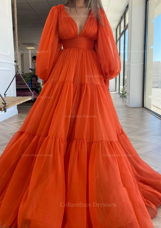 Bargain Prices A-line V Neck Full/Long Sleeve Long/Floor-Length Chiffon Prom Dress With Pleated Bargain Prices A-line V Neck Full/Long Sleeve Long/Floor-Length Chiffon Prom Dress With Pleated