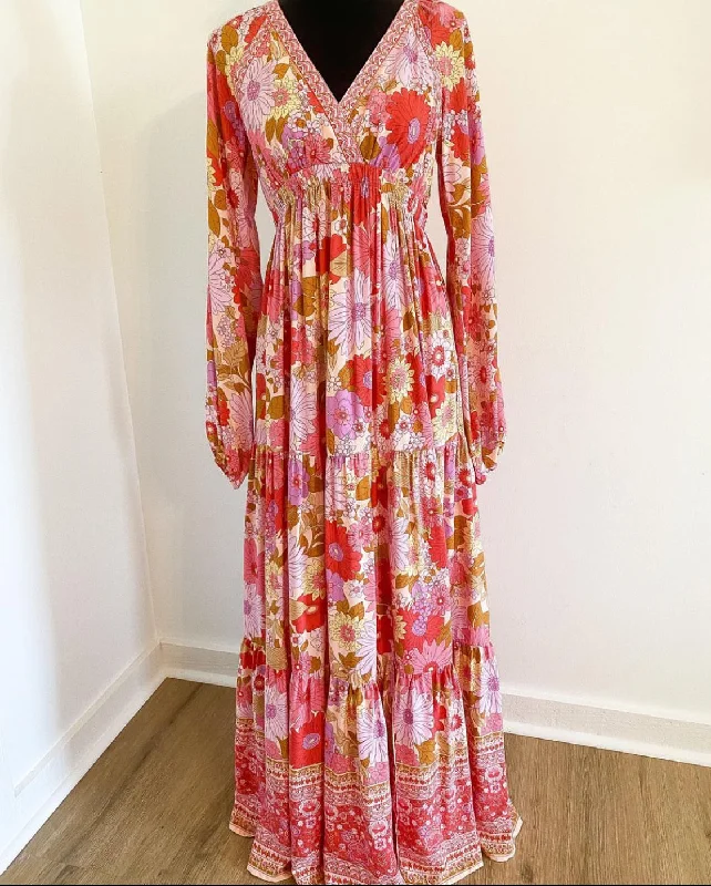 Lowest Prices The Acosta Retro Floral Maxi Dress in Pink