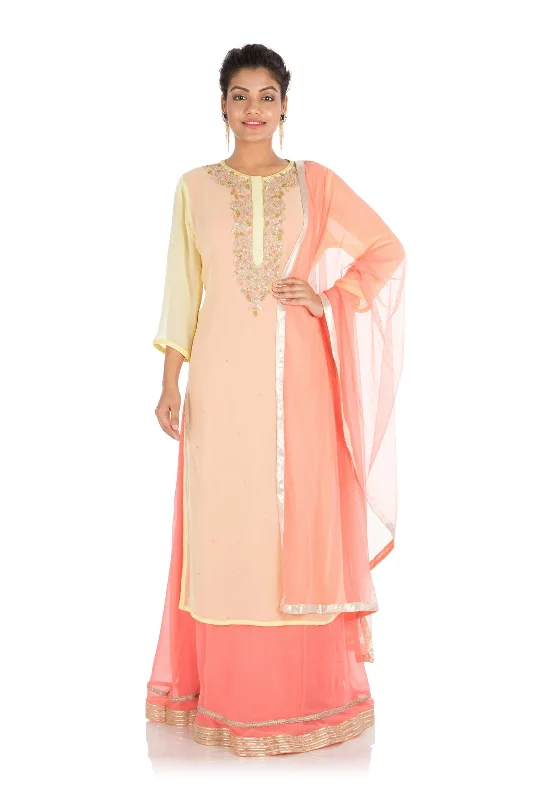 Exclusive Savings Yellow - Peach Double Layered Suit