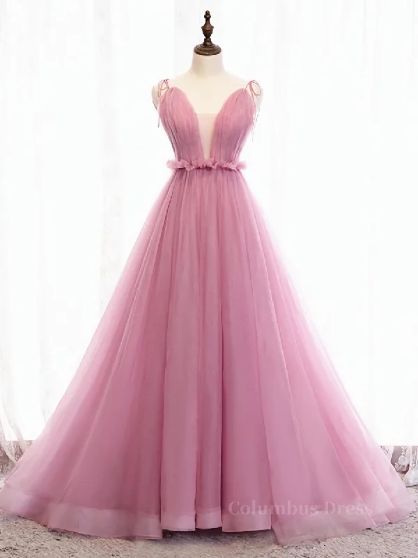 Price Drop V Neck Pink Tulle Corset Prom Dresses with Train, Pink Long Corset Formal Evening Graduation Dresses outfit Price Drop V Neck Pink Tulle Corset Prom Dresses with Train, Pink Long Corset Formal Evening Graduation Dresses outfit