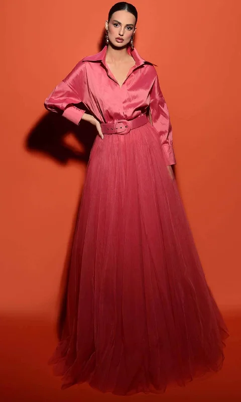 Today’s Special Tarik Ediz 98405 - Collared V-Neck A-Line Evening Gown