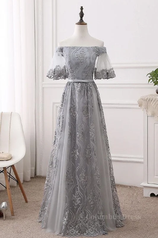 Price Drop Alert Short Sleeves Grey Lace Long Corset Prom Dresses, Short Sleeves Gray Lace Long Corset Formal Evening Dresses outfit Price Drop Alert Short Sleeves Grey Lace Long Corset Prom Dresses, Short Sleeves Gray Lace Long Corset Formal Evening Dresses outfit
