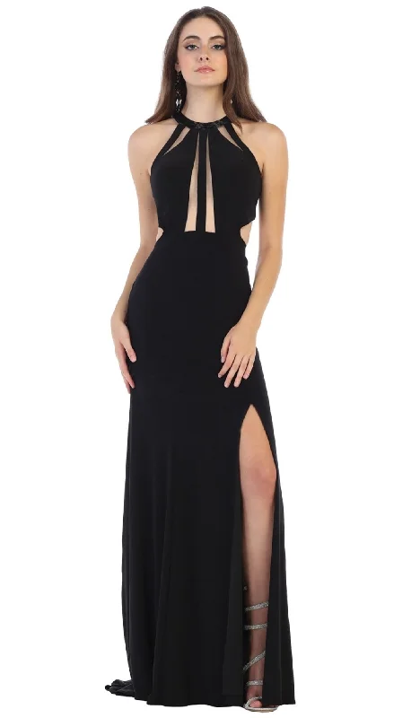 Sneak Peek Sale May Queen - MQ1579 Multi-Cutout Beaded Halter Sheath Gown