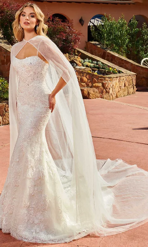 Friends and Family Sale Rachel Allan M821 - Lace Mermaid Bridal Gown with Cape