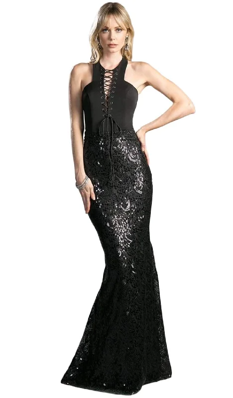 Best Bargains Cinderella Divine - Sleeveless Sequined Sheath Evening Gown