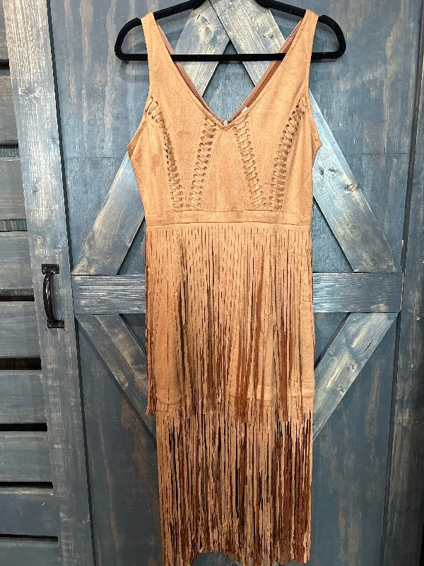 Act Fast Fringe Suede Dress
